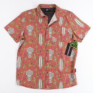 NWT Psycho Tuna Fishing Vented Hawaiian Shirt Sz. M Poly Short Sleeve Surfboard